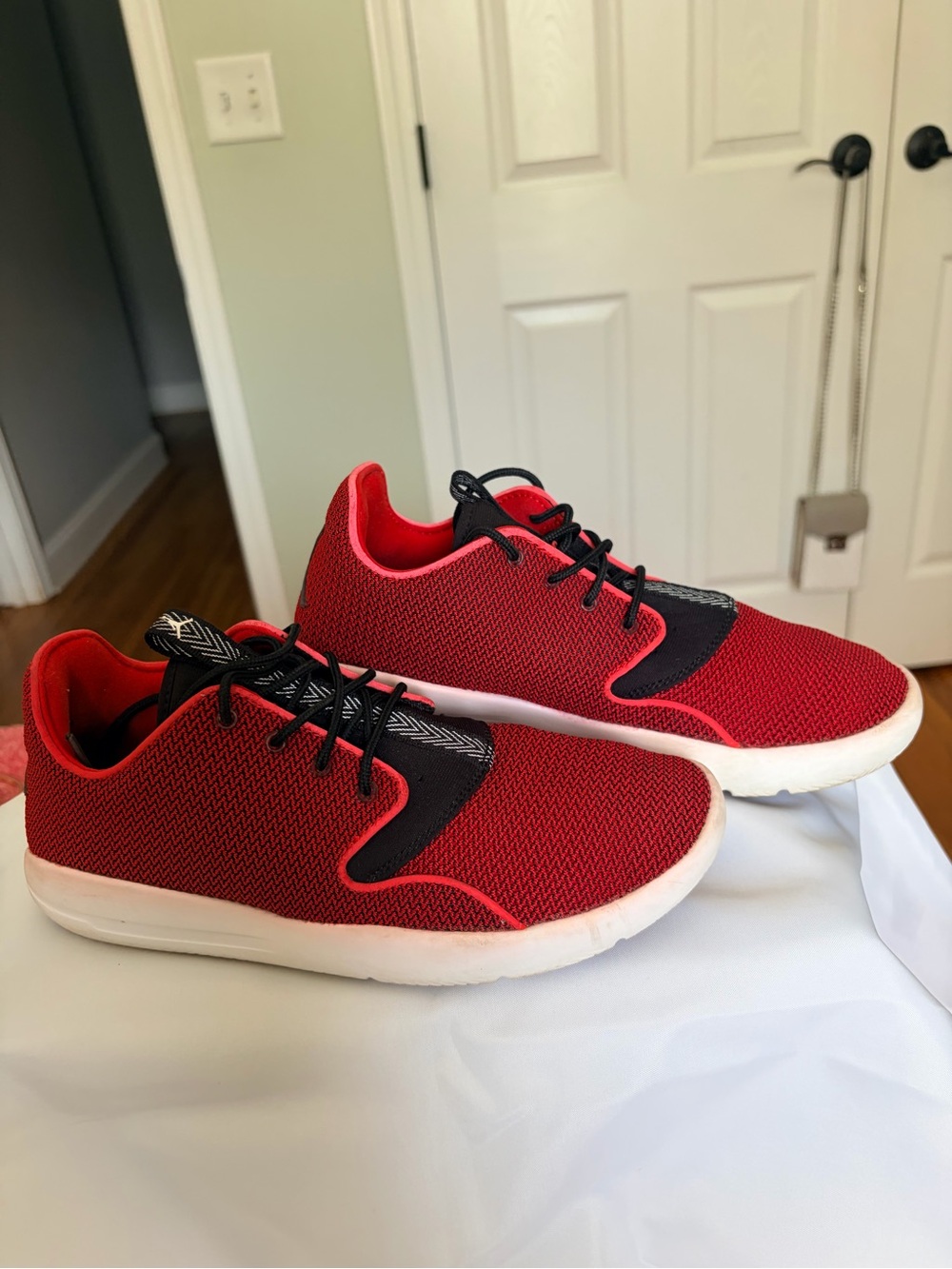 Jordan Red and Black Mesh Sneakers
